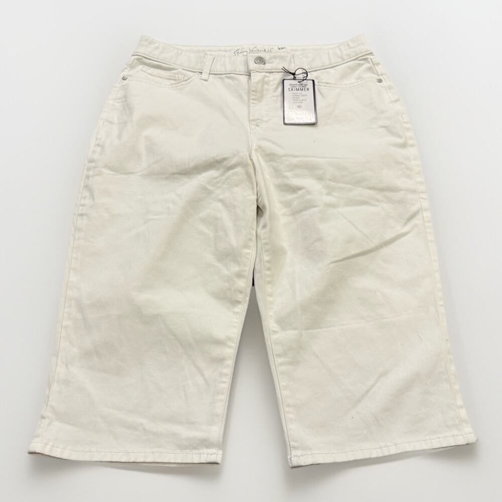 Gloria Vanderbilt Womens White Hidden Comfort Curvy Skinny Skimmer Size 12 NWT